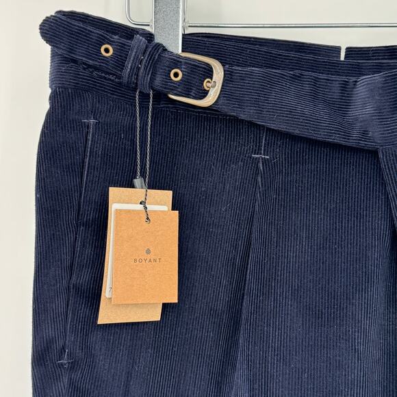 Boyant trousers men's L First Cut straight buckle pleated cuffed corduroy pants - Picture 4 of 11